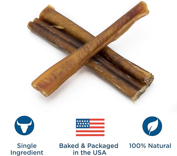 Best Bully Sticks All Natural 6 Inch Thick Bully Sticks for Large Dogs - 100% Free-Range Grass-Fed Beef - Single-Ingredient Grain & Rawhide Free Dog Chews - 18 Pack