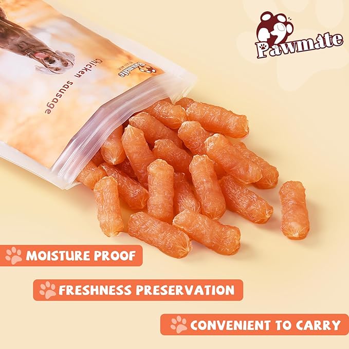Dog Treats Chicken Sausage, Natural Chicken Jerky Training Treats for Dogs with Glucosamine, Chondroitin, MSM and Taurine, Low Fat Soft Chewy Snacks 10.58 oz