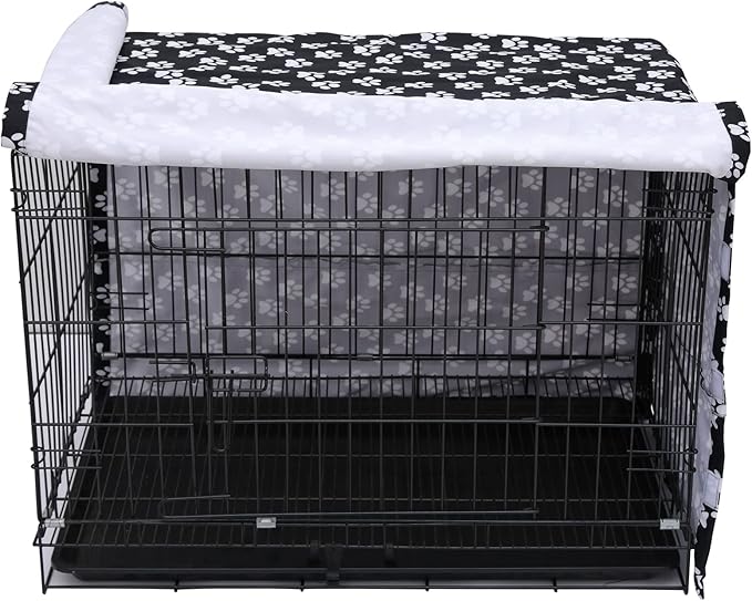 Morezi Dog Crate Cover for Wire Crates, Heavy Nylon Waterproof, Fits Most 36" inch Dog Crates, Easy to Put On, Take Off, and Adjust - Cover only - Black - Large