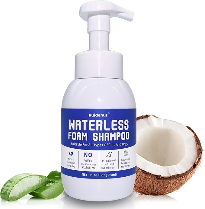 Dog Dry Shampoo - No Rinse Dog & Puppy Shampoo - Cleans, Deodorizes, Condition, and Smoothes Coat - Formulated to be Gentle for All Furry Pets - 11.83 oz (Large Size)