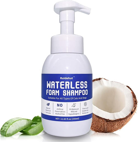 Dog Dry Shampoo - No Rinse Dog & Puppy Shampoo - Cleans, Deodorizes, Condition, and Smoothes Coat - Formulated to be Gentle for All Furry Pets - 11.83 oz (Large Size)