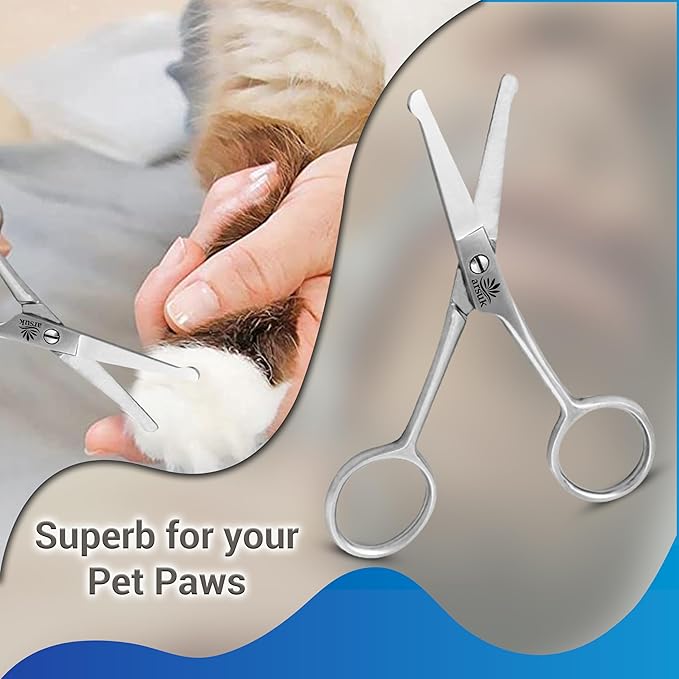 ARSUK Dog Grooming Scissors with Rounded Tip – 4.5" Safety Scissors for Face, Paw, Nose, Ear Hair – Stainless Steel Small Pet Trimmer for Cats, Dogs, Puppies – Safe for Sensitive Areas