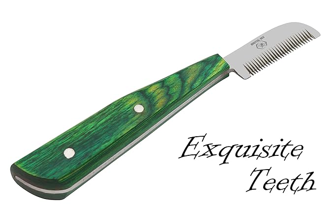Brutul Bee Dog Grooming Coat Stripping Knife Stripper Trimmer Tool Wooded Handle Stripping Knives Set of 6 in Stainless Steel Non-Slip Tools for Grooming Dogs (Green)