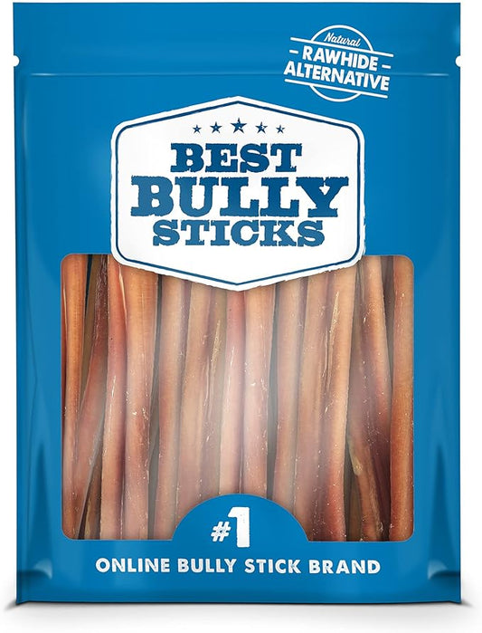 Best Bully Sticks 6 Inch All-Natural Bully Sticks for Dogs - 6” Easily Digestible, 100% Grass-Fed Beef, Grain and Rawhide Free | 15 Pack
