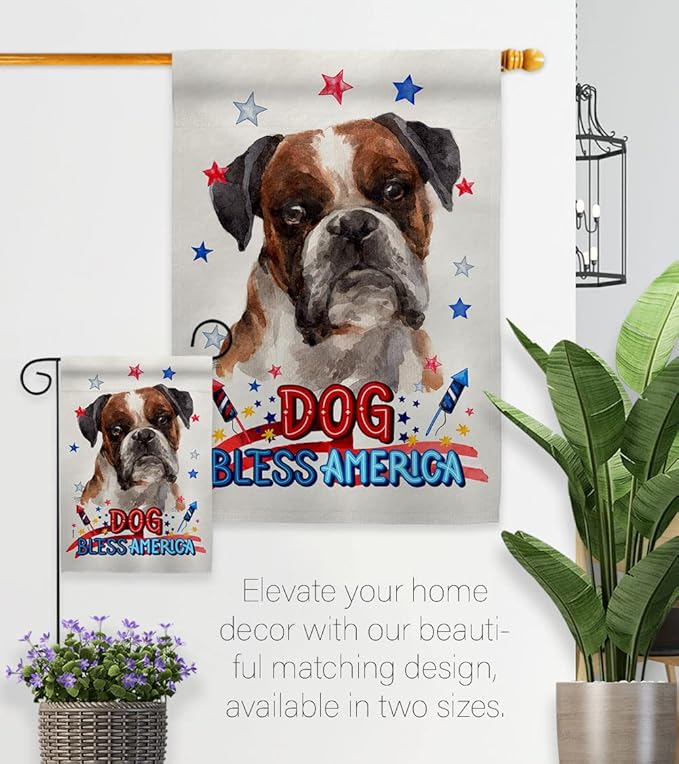 Breeze Decor Patriotic Brindle Boxer House Flag Eagle Set Dog Puppy Spoiled Paw Canine Fur Pet Nature Farm Animal Creature Decoration Banner Small Garden Yard Gift Double-Sided, Made in USA