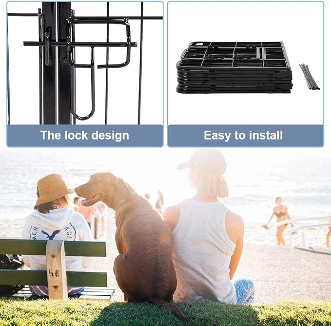 BestPet Dog Pen Extra Large Indoor Outdoor Dog Fence Playpen Heavy Duty 8 Panels 40 Inches Exercise Pen Dog Crate Cage Kennel Black