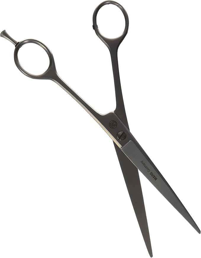 Mars Professional Stainless Steel Curved Scissors Shears, Nickel Finish, 7.5" Length
