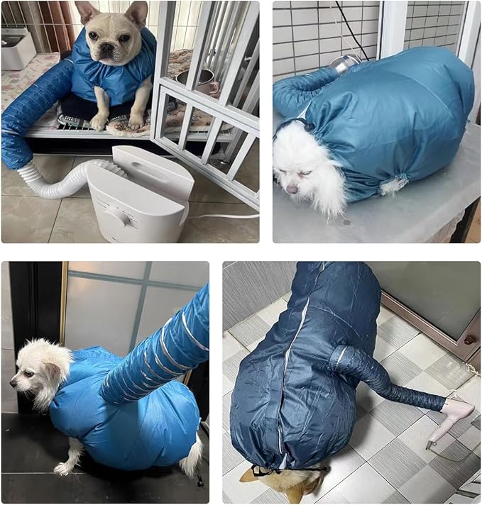 MANON ROSA Dog Drying Bag Hands Free Quick Drying Pet Grooming Tool for Small Medium Large Puff Fluff Dogs & Cats, 360 Degree Shower Bath Hair Dryer Suit (Medium)