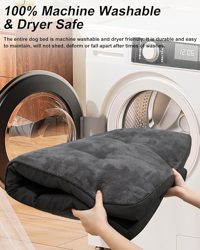 Dog Crate Bed for Medium Size Dogs,Washable Dog Kennel Pad Ultra Soft Pet Sleeping Mat for Cages,Anti-Slip Bottom,29x18 inch,Black