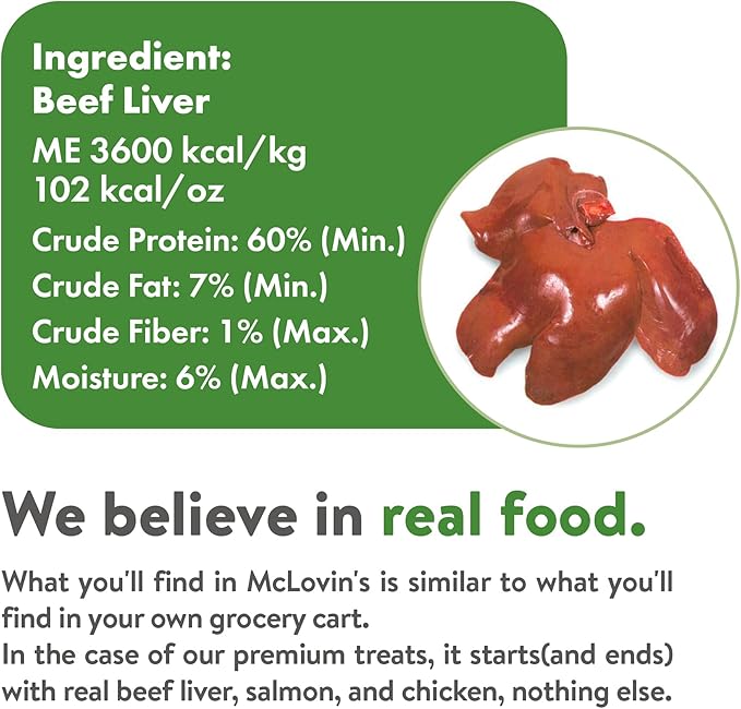 McLovin's Pet Freeze Dried Raw Beef Liver Dog Treats and Toppers, 12 oz. Canister - Single Ingredient, Grain-Free, Gluten-Free, High-Protein Treat – Healthy Dog Training Treats