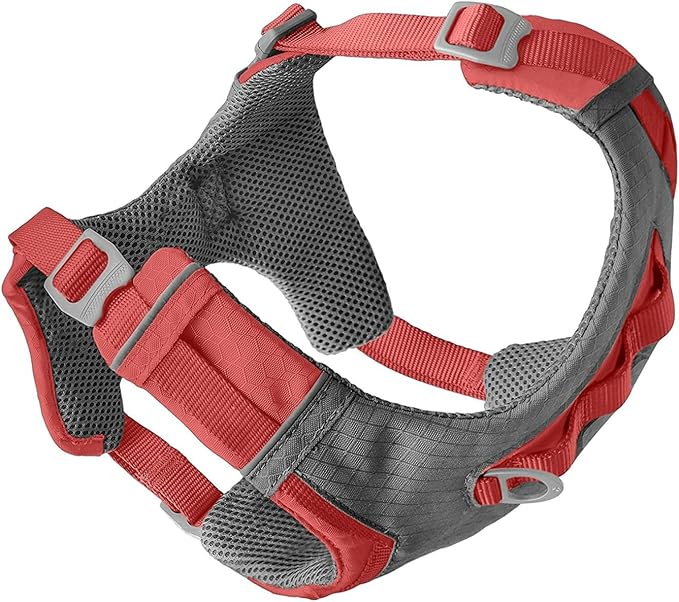 Kurgo Journey Air Dog Harness, Vest Harnesses for Dogs, Pet Hiking Harness for Running & Walking, Reflective, Padded, Includes Control Handle, No Pull Front Clip (Coral, X-Large)