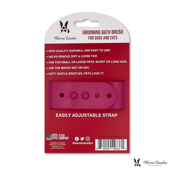 Warren London Grooming Bath Brush for Dogs and Cats - Red