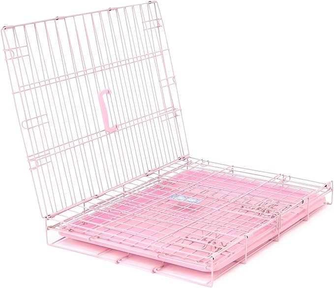 Carlson Pink Secure and Compact Single Door Metal Dog Crate, Small