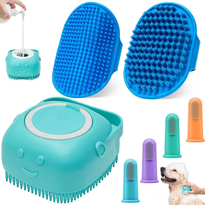 4 Pack Dog Bath Brush – Soft Silicone Pet Shampoo Brush for Dog & Cat Grooming, Massage & Cleaning – Gentle Scrubber for Bathing and Deshedding