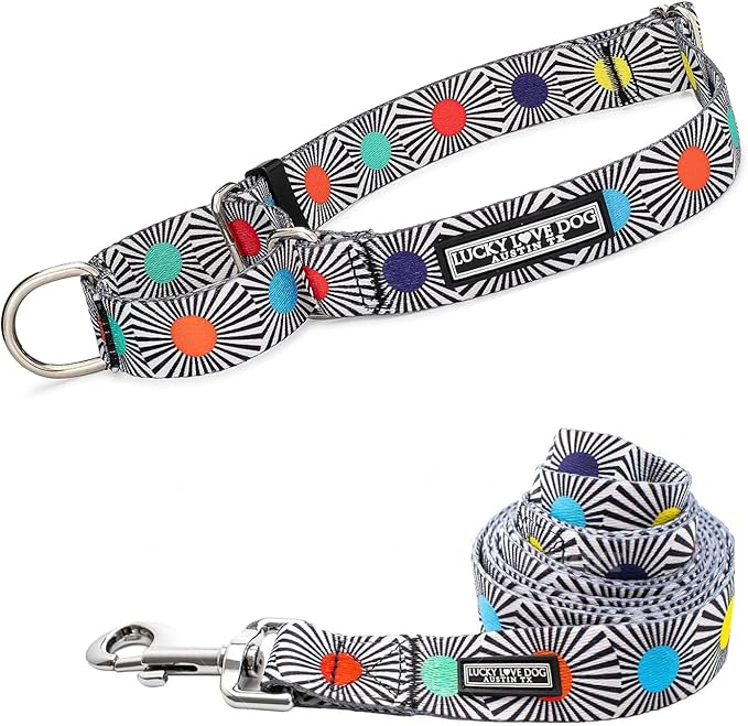 Lucky Love Dog, Adjustable Fun Style Martingale Collar for Dogs, Comfy & Bright Color, Premium No Slip Dog Collar - (Small, SOCO Mart - Combo)