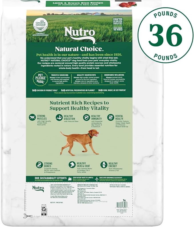 Nutro Natural Choice Adult Dry Dog Food, Lamb and Brown Rice Recipe, 36 lb. Bag
