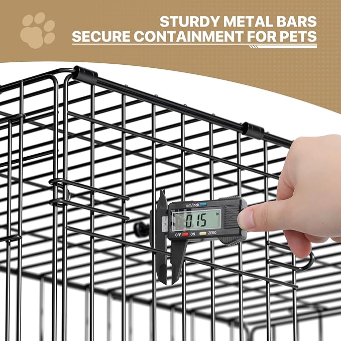 MoNiBloom 24/30/36/42/48 Dog Crates, Foldable Metal Wire Dog Cage with Double-Door, Outdoor Indoor Pet Kennels, Includes Leak-Proof Pan, Divider Panel, Black, 30"