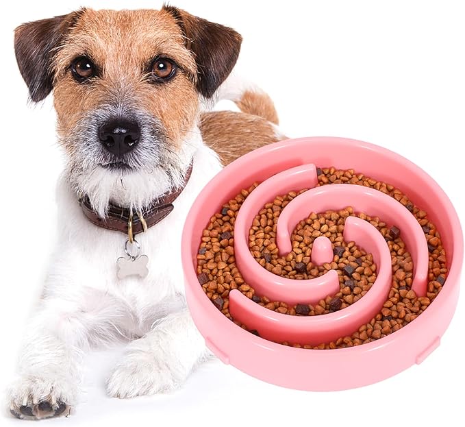 WHIPPY Slow Feeder Bowl for Small Medium Dog Fun Maze Feeder Dog Food Water Bowl Anti-Slip Puzzle Bowl No Chocking Healthy Interactive Bloat Stop Dog Bowl Dish,Medium,Pink