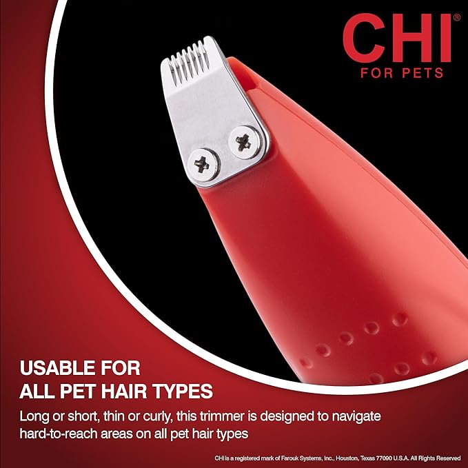 CHI for Pets Small Area Pet Hair Trimmer for Spot Trimming on Paws, Face and Ears | Sensitive Areas Fur Trimmer for Dogs or Cats