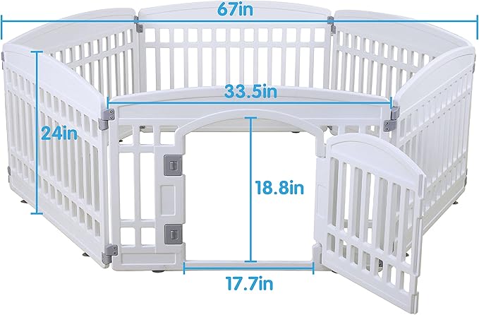 Pet Playpen for Dogs Heavy Plastic Puppy Exercise Pen Indoor Outdoor Small Pets Fence Puppies Folding Cage 6 Panels for Puppies and Small Dogs House Supplies (White 6*Panel)