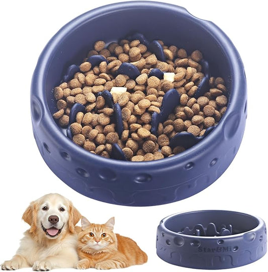 Silicone Slow Feeder Dog Bowls & Cat Bowls, 2 Cups Small Pet Food Bowl with Non-Slip Suction Base, Food-Grade Safe Puzzle Feeder for Small & Medium Dogs & Indoor Cats - Dishwasher & Microwave Safe