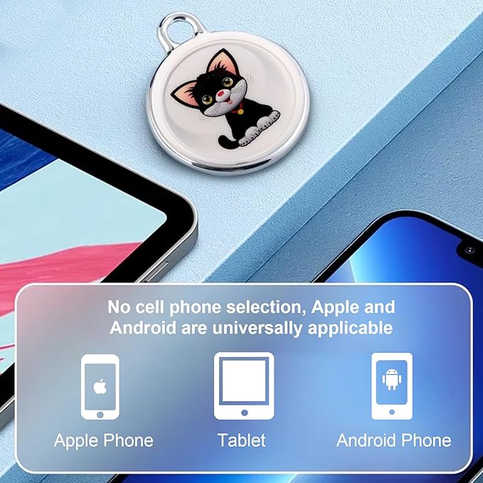 Cat Collar Cat Tracker Collar Dog Tracker Pet Tracker Kittens GPS Tracker for Cats Dogs| Android and iOS Universal| No Monthly Fee | No Charging Required | Waterproof | Smart Anti-Loss Locator (Cat)