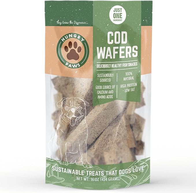Cod Fish Wafer Single Ingredient Dog Treat - The Perfect Single Ingredient Omega-3 Rich Snack Dog Food for a Healthy and Active Lifestyle