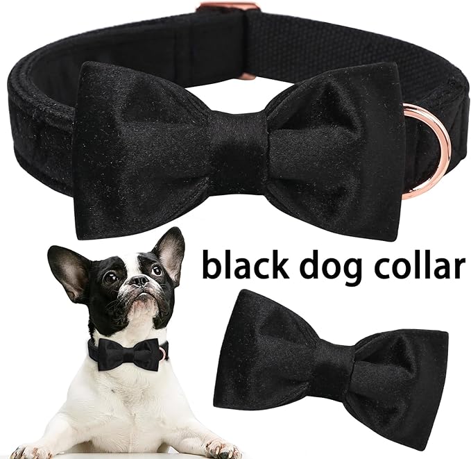 ARING PET Bowtie Dog Collar,Velvet Dog Collars with Removable Bowtie, Adjustable Bowtie Collar for Girl and Boy Dogs.