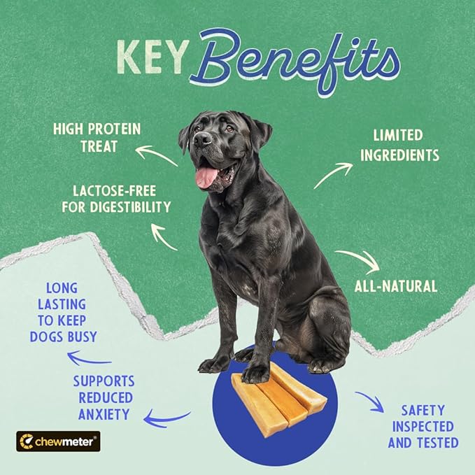 Chewmeter Yaky Himalayan Cheese Chews | Natural Yak Cheese Dog Chews | Long Lasting, Stain Free, Protein Rich, Low Odor | 100% Natural, Healthy & Safe | XLarge | for Dogs 55 lbs and Larger | 3.0 lb