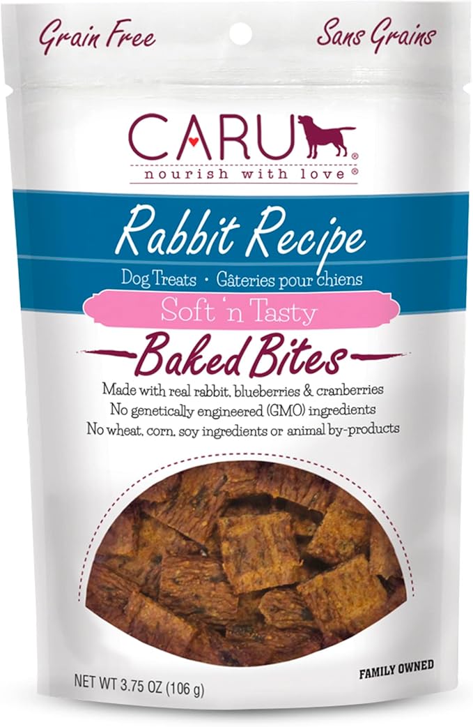 CARU - Soft 'n Tasty Baked Bites - Rabbit Bites Dog Treats - Flavorful Training Treats - 3.75 oz