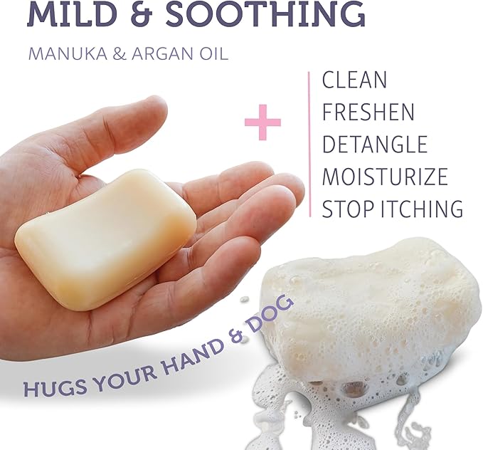 Gentle WashBar for Pets - Mild and Safe Puppy Shampoo for Small Dogs. Fresh Scent in a Compact & Lightweight Bar Soap. Suitable for Sensitive Skin. 2.8oz Bar