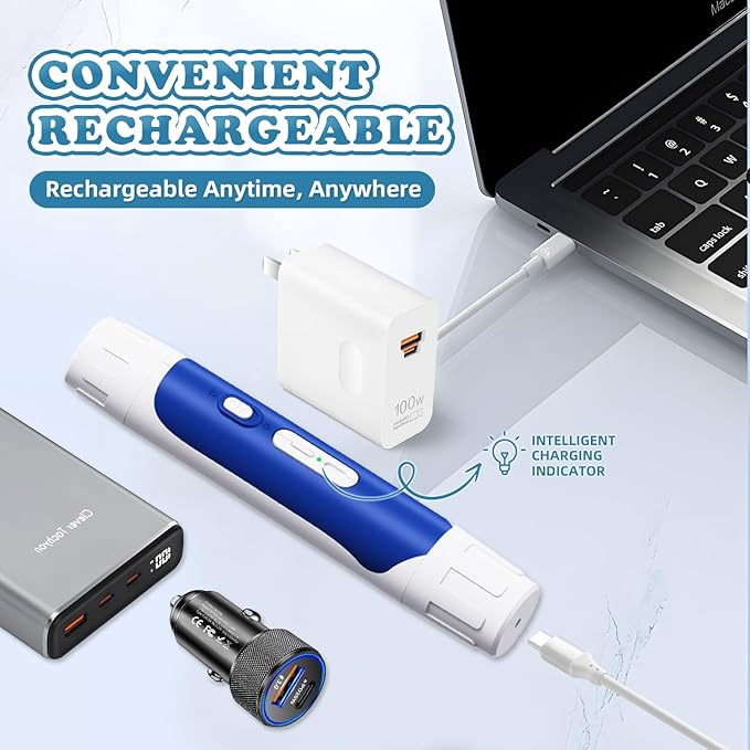 Cat and Dog Nail Grinder, 2-in-1 Electric Pet Nail Clipper, USB-C Rechargeable, 2 LED Lights, Super Quiet Painless Paws Grooming, Pet Nail Trimmer for Dogs Cats and All Pet Sizes, with Dust Cap, Blue