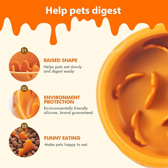 Silicone Slow Feeder Dog Bowls & Cat Bowls, 2 Cups Small Pet Food Bowl with Non-Slip Suction Base, Food-Grade Safe Puzzle Feeder for Small & Medium Dogs & Indoor Cats - Dishwasher & Microwave Safe