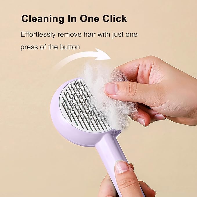 Cat Brush for Shedding,Pet Grooming Self Cleaning Slicker Brush,Removes Mats,Tangles and Loose Hair,Shedding Brush for Short or Long Haired Cats Dogs (Purple)