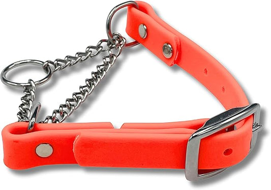Martingale Collar for Dogs, Biothane, Stainless Steel Hardware, No Pull, Made in The USA, Professional Grade, Medium, Orange