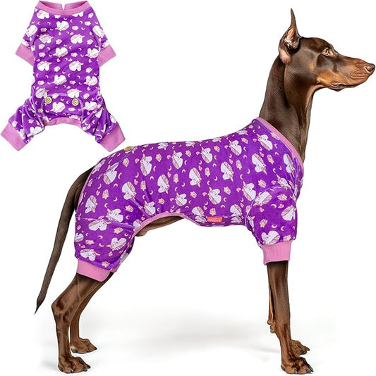 KYEESE Dog Pajamas Velvet Dog Pajamas Large Sized Dogs Soft Dogs Clothes Pjs with Unicorn Pattern Stretchy Pet Jammies Coat Comfy Pet Onesie Costume, 3X-Large