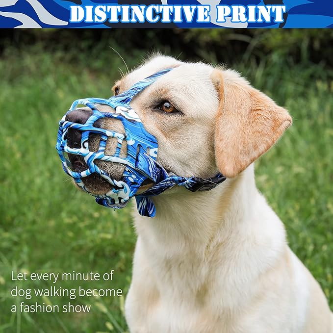 BARKLESS Dog Muzzle, Silicone Basket Muzzle for Small Medium Large Dogs, Soft Cage Muzzle Prevent Biting Chewing, Allow Drinking Panting, Suitable for German Shepherd