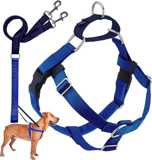 2 Hounds Design Freedom No Pull Dog Harness | Comfortable Control for Easy Walking |Adjustable Dog Harness and Leash Set | Small, Medium & Large Dogs | Made in USA | Solid Colors | 1" XL Royal Blue
