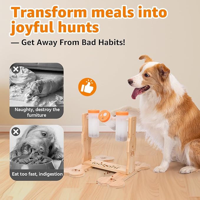 LOOBANI Dog Puzzle Toys Wooden - Interactive Toys for Boredom, IQ Training and Mental Brain Stimulation, Treat Dispensing and Entertainment/Food Slow Feeder for Small to Large Dogs
