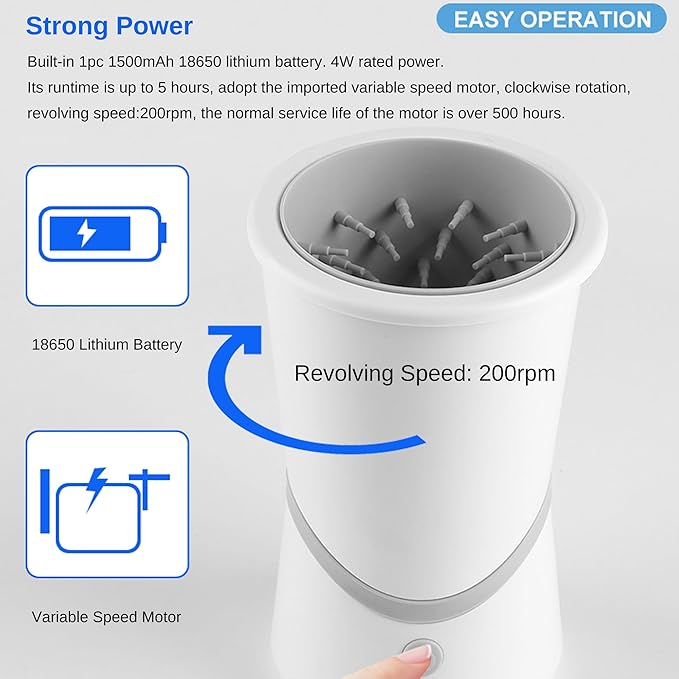 Automatic Paw Washer with Silicone Bristles - Electric Paw Cleaner Cup for Muddy Claws, Portable Pet Feet Washer with USB Charging, Designed for Small to Medium Cats & Dogs