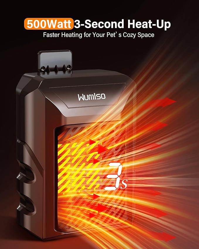 Dog House Heater with Thermostat APP WIFI Control,500W Dog House Heaters for Outside Doghouse Kennel, Outdoor Pet House Heater For Winter Outdoor, Safe Electric Heater,Adjustable Temp Timer