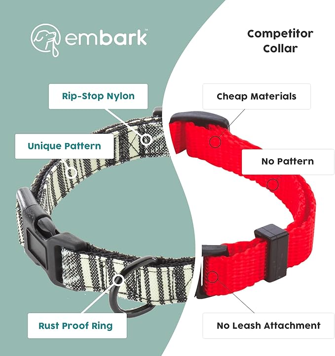 Embark Urban Dog Collar – Dog Collar Stylish & Durable Nylon Dog Collar for Large Dogs, Small Dogs & Medium Dogs.Comfortable Pet Collar Strong Buckles for Any Size Breed (Lunar, Large)