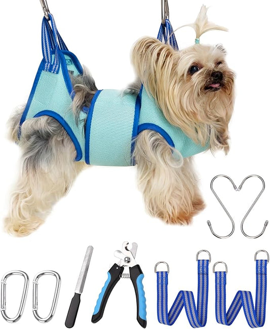 Dog Grooming Hammock, 2023 New Edition Extra Small Dog Hanging Harness Holder for Nail Clipping,Dog Nail Trimming Hammock,Dog Grooming Sling Dog Grooming Restraint Bag with Wide Strap Sewed
