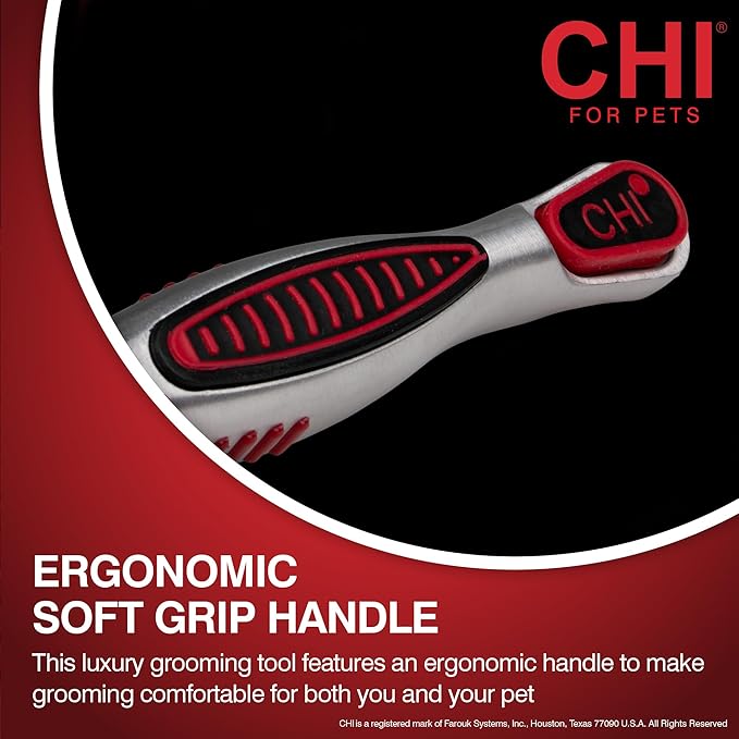CHI for Cats High-End Self-Cleaning Slicker Brush, Perfect for Indoor Long-Haired Pets, Effective Shedding and Grooming Tool