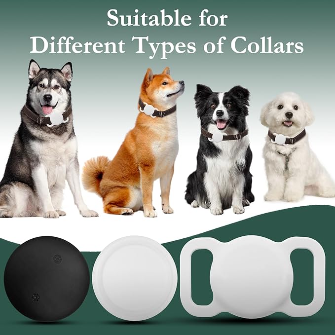 Pet Location Tracker, Smart Dog Tracker with Collar Holder, MFi Certificated Tracking Device, Waterproof Bluetooth Tracker, No Monthly Fee, Not GPS Tracker, iOS Compatible (White)