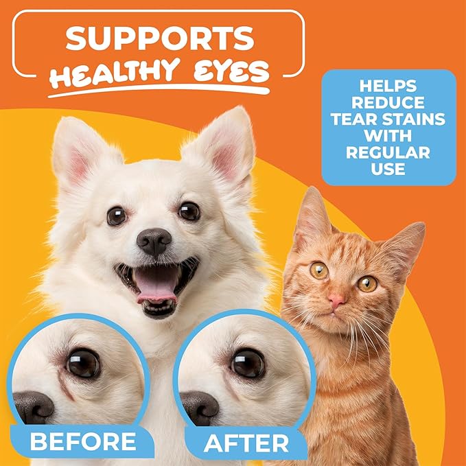 Dog Eye Wipes - Hypoallergenic Face & Eye Wipes for Dogs and Puppy - Pet Tear Stain Remover and Cleaner - Gently Cleans and Removes Discharge, Crust, and Gunk