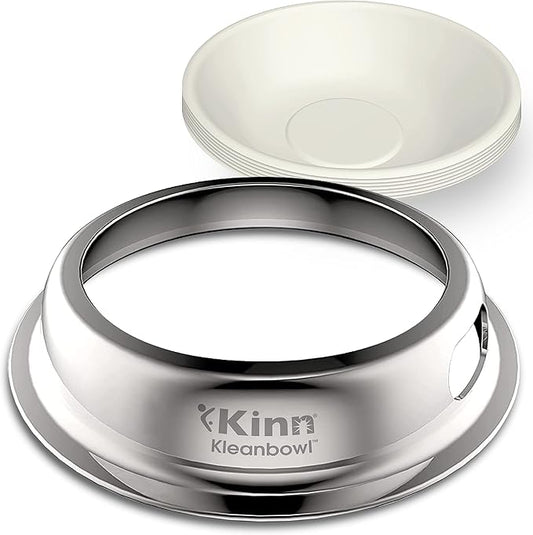 Kinn Kleanbowl Pet Bowl Stainless Steel Frame with Compostable Refills, 24 oz (Pack of 1) – Spill-Proof Stable Disposable Dog Bowls for Easy Cleaning and Healthy Pets, No Plastic