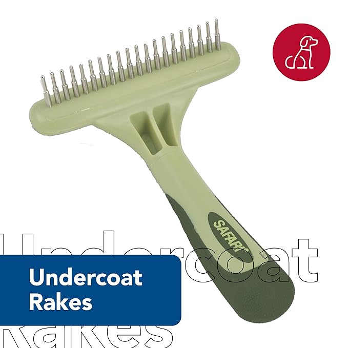 Coastal Pet Safari Dog Single Row Rotating Pins Undercoat Rake Dog Grooming Rake - Gentle Dematting Comb for Dogs - Effective Deshedding Comb - Pet Grooming Tools - Single Row