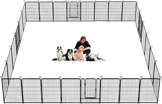 Dog Playpen, 40 inch Height 28 Panels Heavy Duty Dog Fence Pet Playpen with Door, Anti-Rust Dog Exercise Pen with Lock, Portable Pet Fence Outdoor for Yard RV Camping