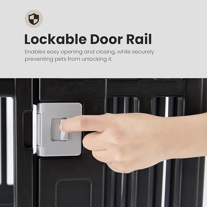 Dog Playpen 6-Panel 24" | Safe & Secure Indoor/Outdoor Pet Fence | Folding & Portable | 35 x 35 x 24IN, Ideal for Small to Medium Dogs | Easy to Clean （Black）